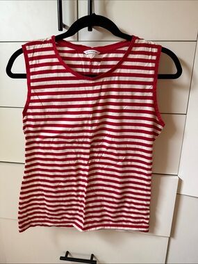 Club Monaco Striped Red and White Sleeveless Tank Top